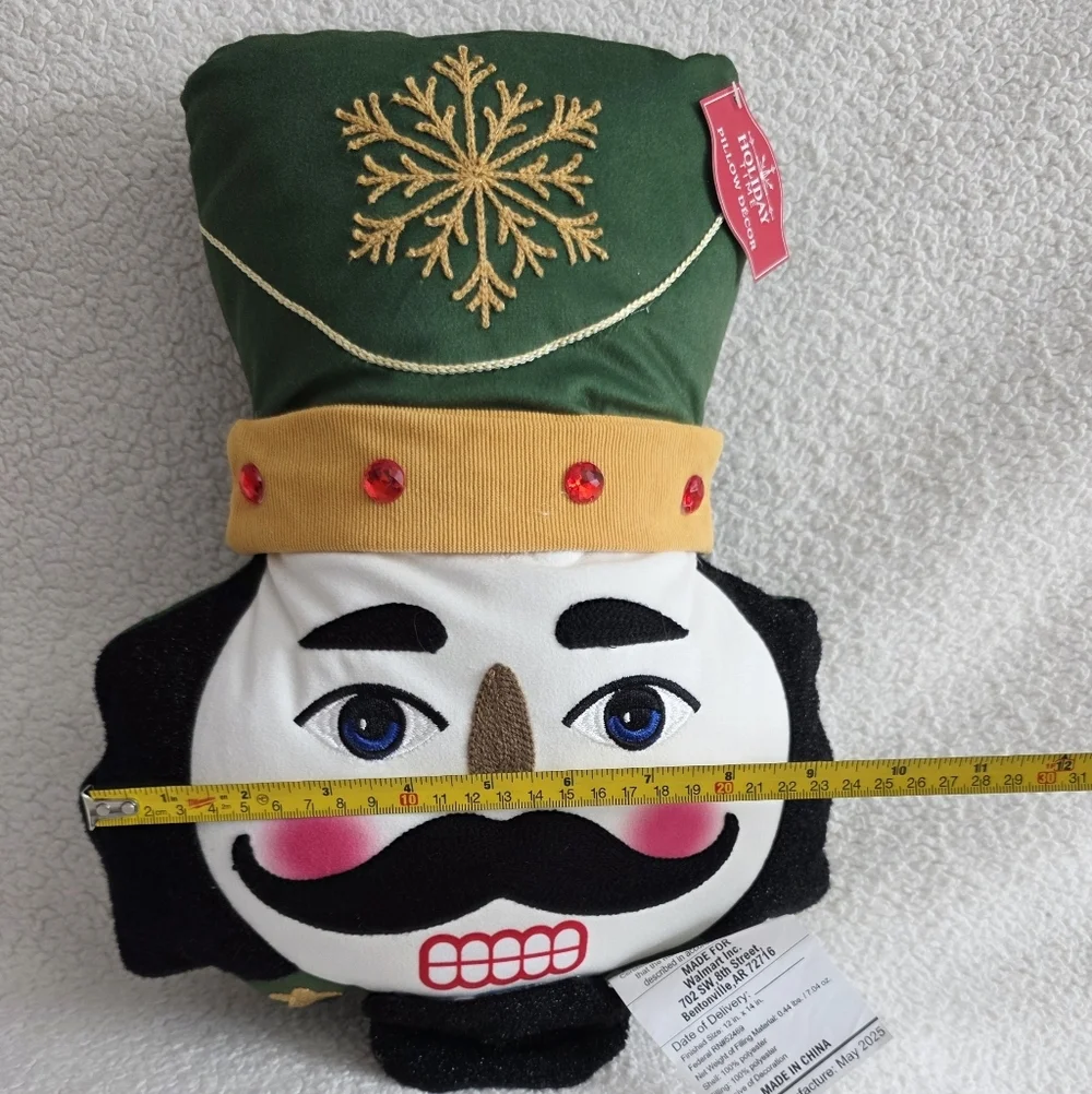Holiday time 2025 Christmas Nutcracker classic character Pillow Green Gold NWT